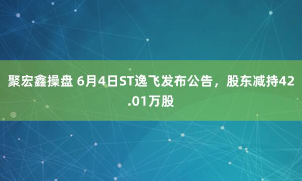 聚宏鑫操盘 6月4日ST逸飞发布公告，股东减持42.01万股